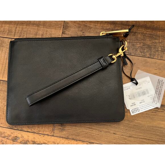 MOSCHINO Couture Logo Zip Pouch Wristlet Black Leather With Dust bag NWT - Picture 6 of 12
